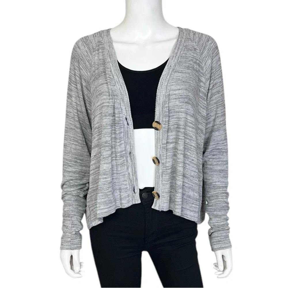 Free People We The Free Grove Cardi in Light Heather Gray - sz Medium